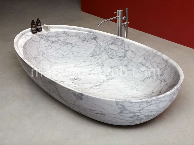 Oval Carrara Marble Bathtub