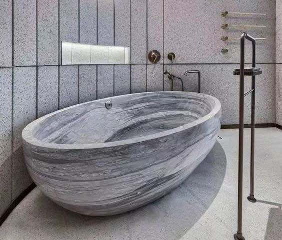 Oval Italy Grey Marble Bathtun