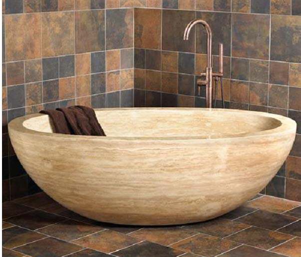 Oval Travertine Stone Tub