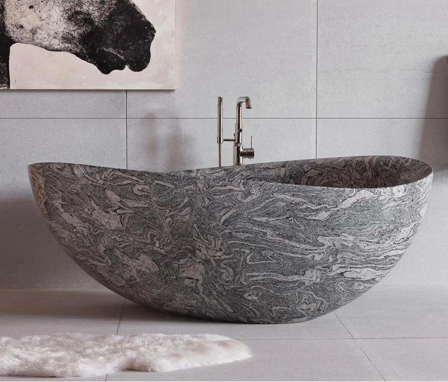 Spiral China Juparana Granite Bathtub