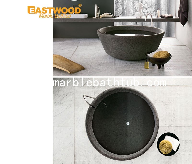 Bowl Shape Black Basalt Bathtub