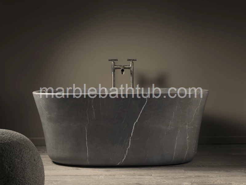 Honed Marquina marble tubs