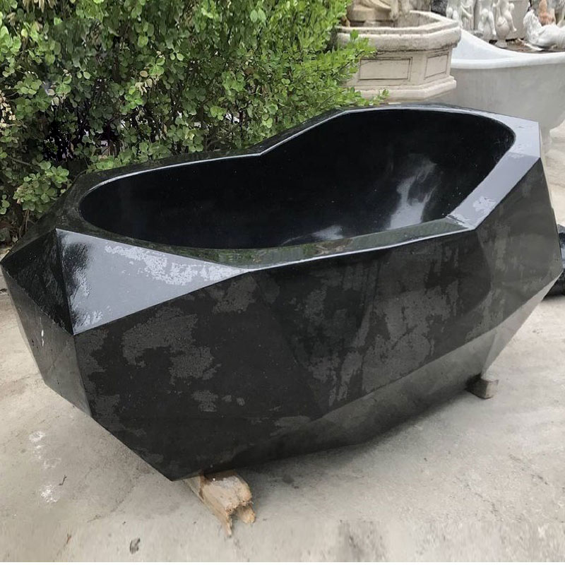 Modern Style Freestanding Black Marble Bathtub