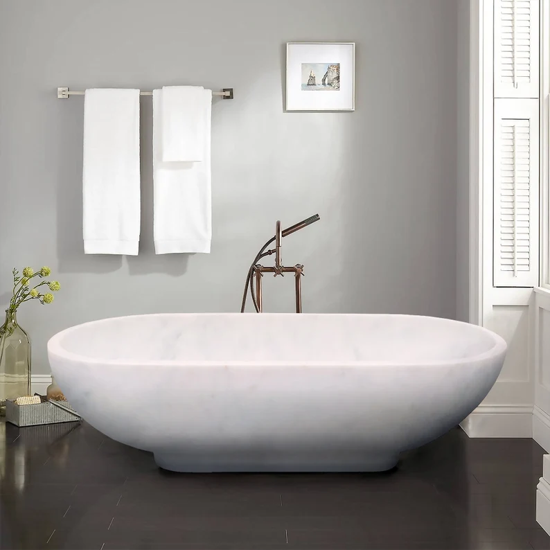 White Marble Bathtub from Solid Marble Block