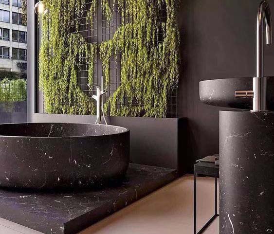 Artificial Black Marble Tub